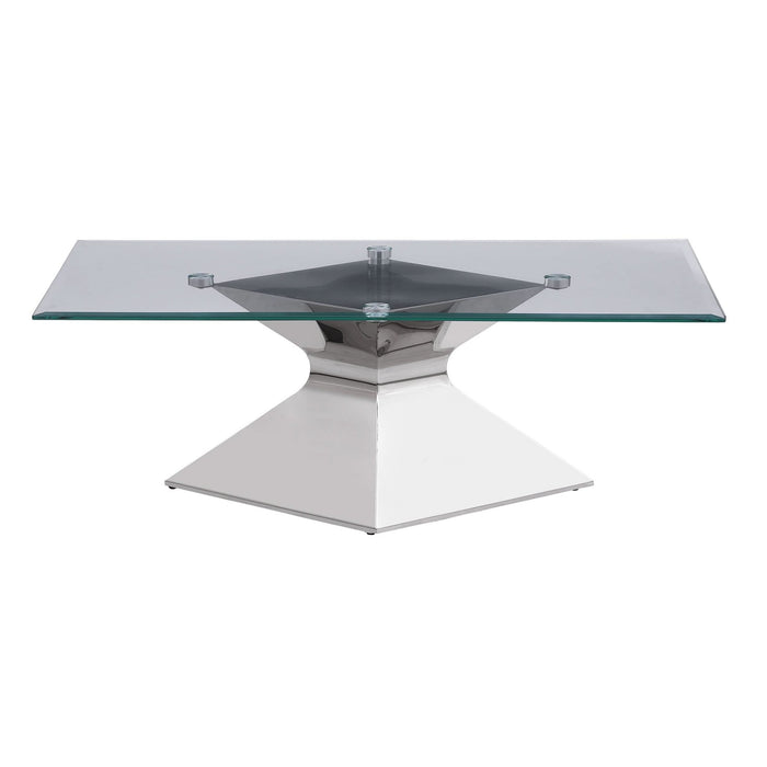 Jenny Glass Top Stainless Steel Coffee Table Chrome - Walo Furniture