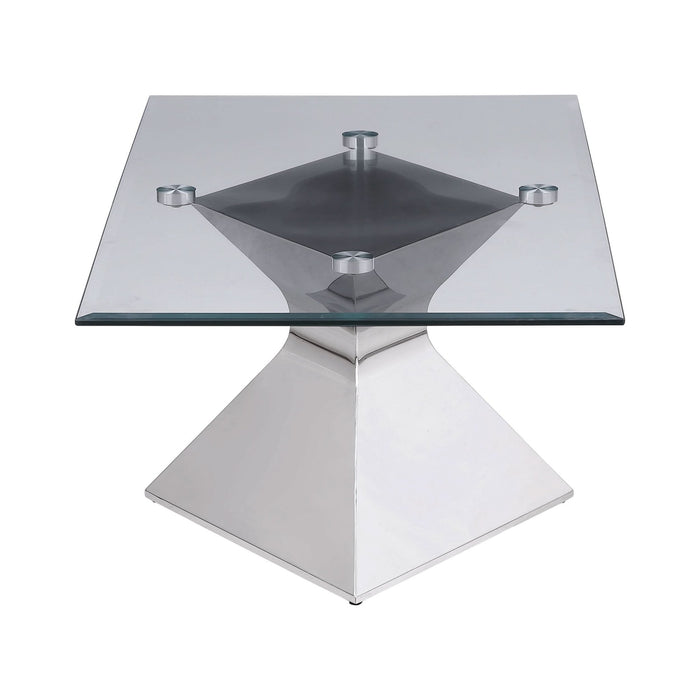 Jenny Glass Top Stainless Steel Coffee Table Chrome - Walo Furniture