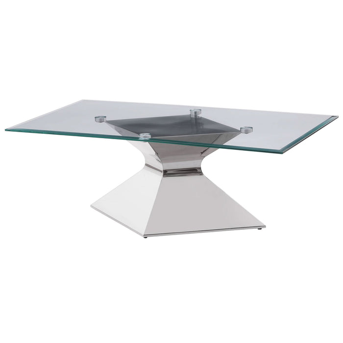 Jenny Glass Top Stainless Steel Coffee Table Chrome - Walo Furniture