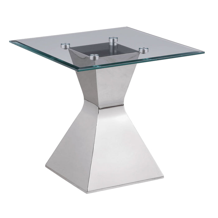 Jenny Glass Top Stainless Steel Side End Table Chrome - Walo Furniture