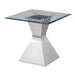 Jenny Glass Top Stainless Steel Side End Table Chrome - Walo Furniture