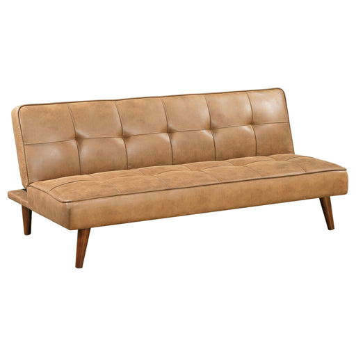 Jenson Upholstered Tufted Convertible Sofa Bed Saddle Brown - Walo Furniture