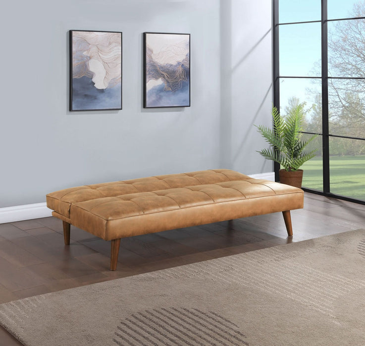 Jenson Upholstered Tufted Convertible Sofa Bed Saddle Brown - Walo Furniture