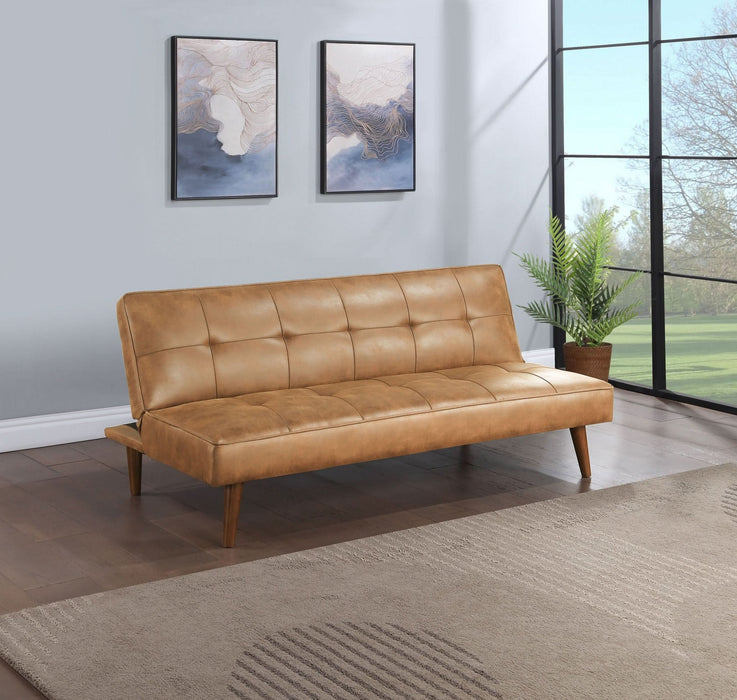 Jenson Upholstered Tufted Convertible Sofa Bed Saddle Brown - Walo Furniture