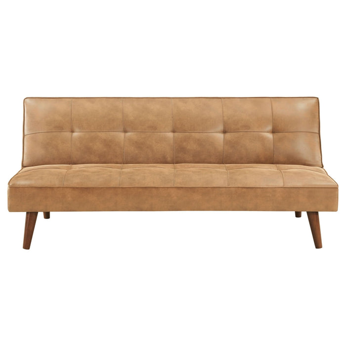 Jenson Upholstered Tufted Convertible Sofa Bed Saddle Brown - Walo Furniture