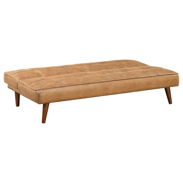 Jenson Upholstered Tufted Convertible Sofa Bed Saddle Brown - Walo Furniture