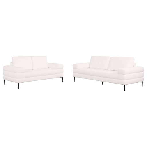 Jessel 2 - piece Chenille Upholstered Sofa Set Ivory - Walo Furniture