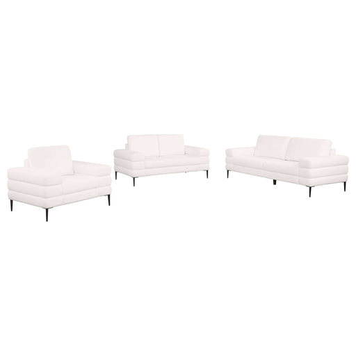 Jessel 3 - piece Chenille Upholstered Sofa Set Ivory - Walo Furniture