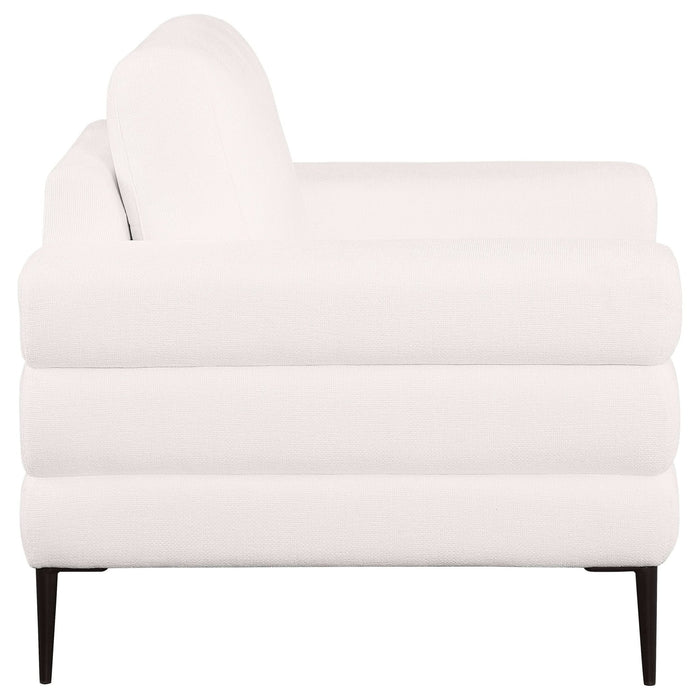 Jessel Chenille Upholstered Track Arm Chair Ivory - Walo Furniture