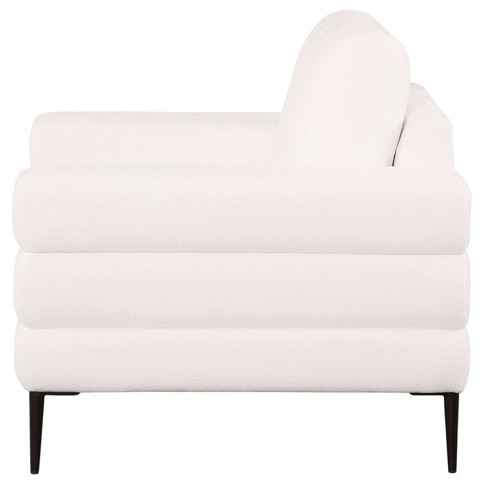 Jessel Chenille Upholstered Track Arm Chair Ivory - Walo Furniture