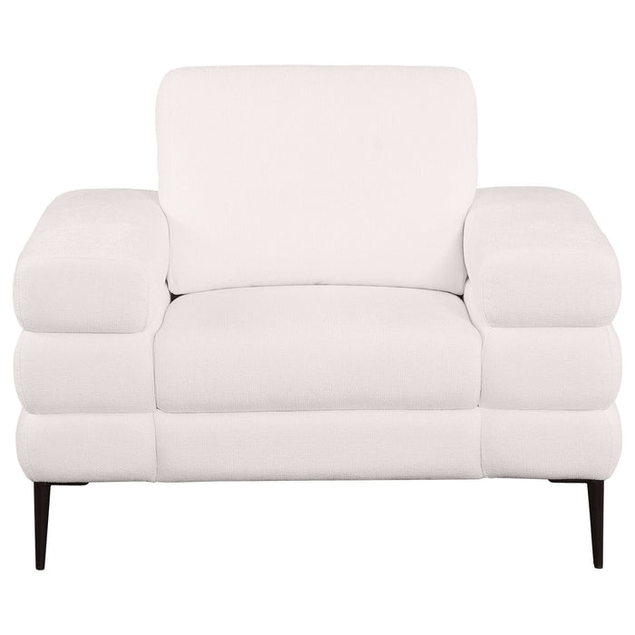 Jessel Chenille Upholstered Track Arm Chair Ivory - Walo Furniture