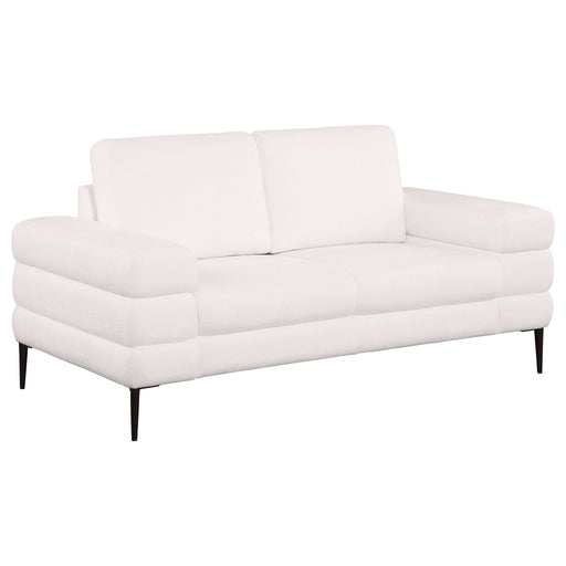 Jessel Chenille Upholstered Track Arm Loveseat Ivory - Walo Furniture