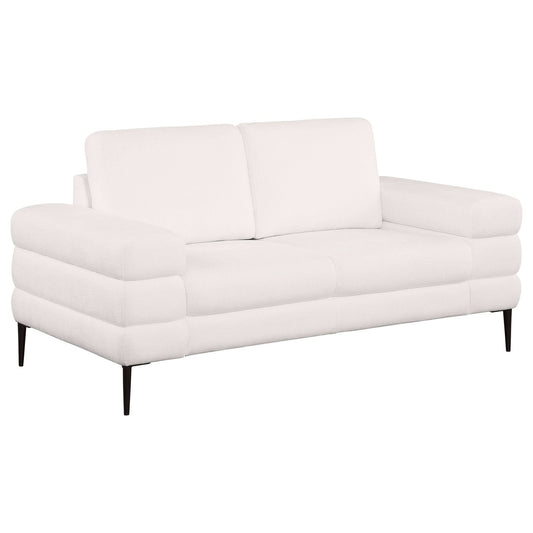 Jessel Chenille Upholstered Track Arm Loveseat Ivory - Walo Furniture