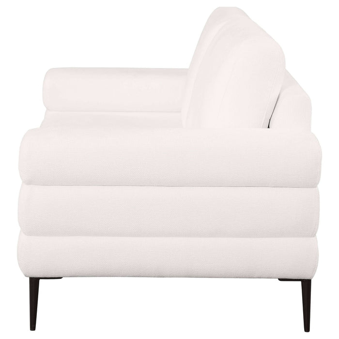 Jessel Chenille Upholstered Track Arm Loveseat Ivory - Walo Furniture