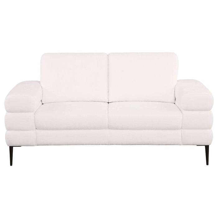 Jessel Chenille Upholstered Track Arm Loveseat Ivory - Walo Furniture