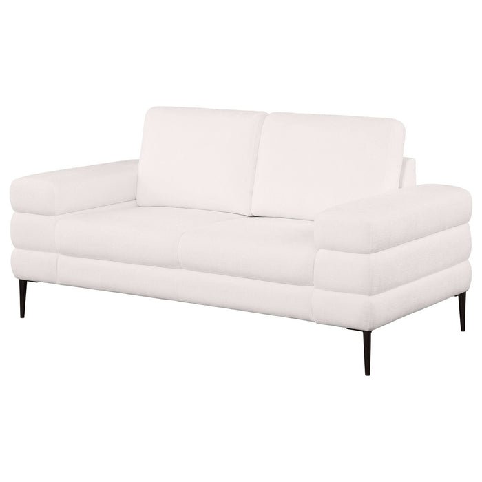 Jessel Chenille Upholstered Track Arm Loveseat Ivory - Walo Furniture