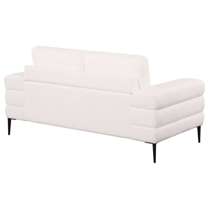 Jessel Chenille Upholstered Track Arm Loveseat Ivory - Walo Furniture