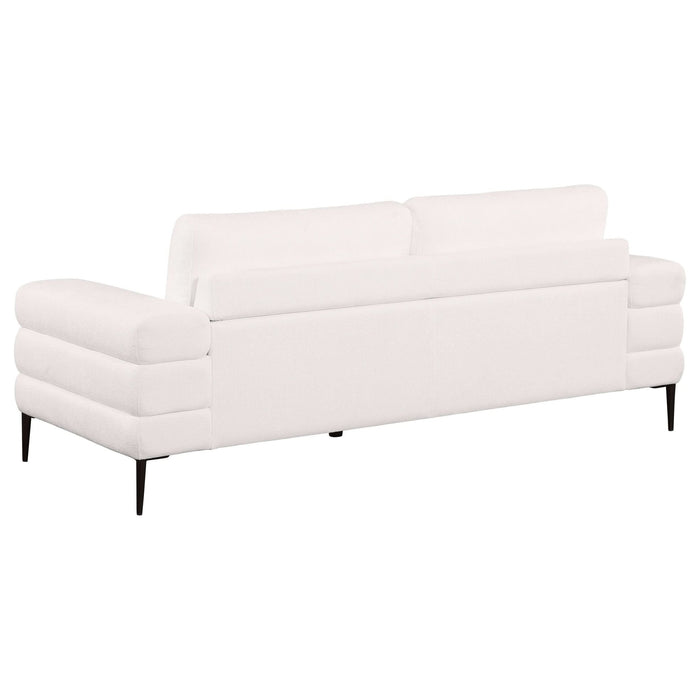 Jessel Chenille Upholstered Track Arm Sofa Ivory - Walo Furniture