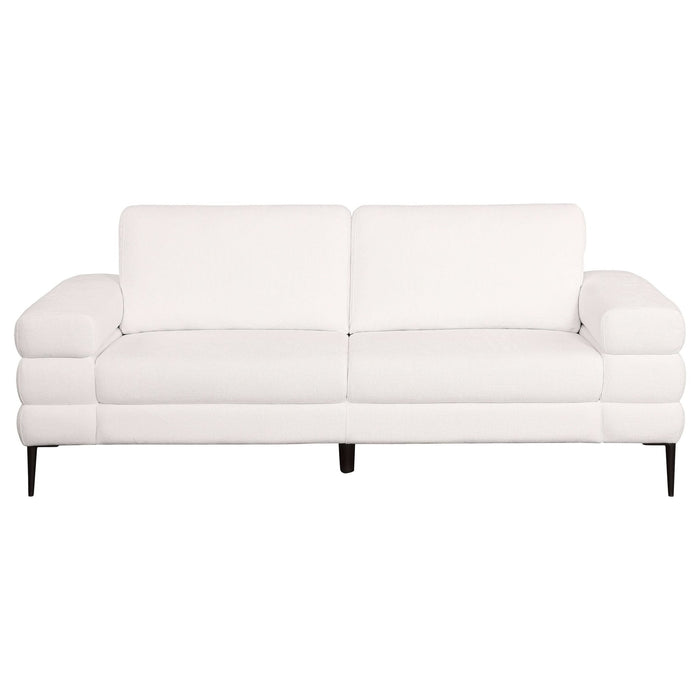 Jessel Chenille Upholstered Track Arm Sofa Ivory - Walo Furniture