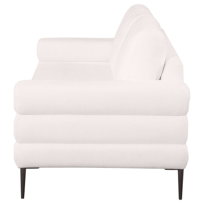 Jessel Chenille Upholstered Track Arm Sofa Ivory - Walo Furniture