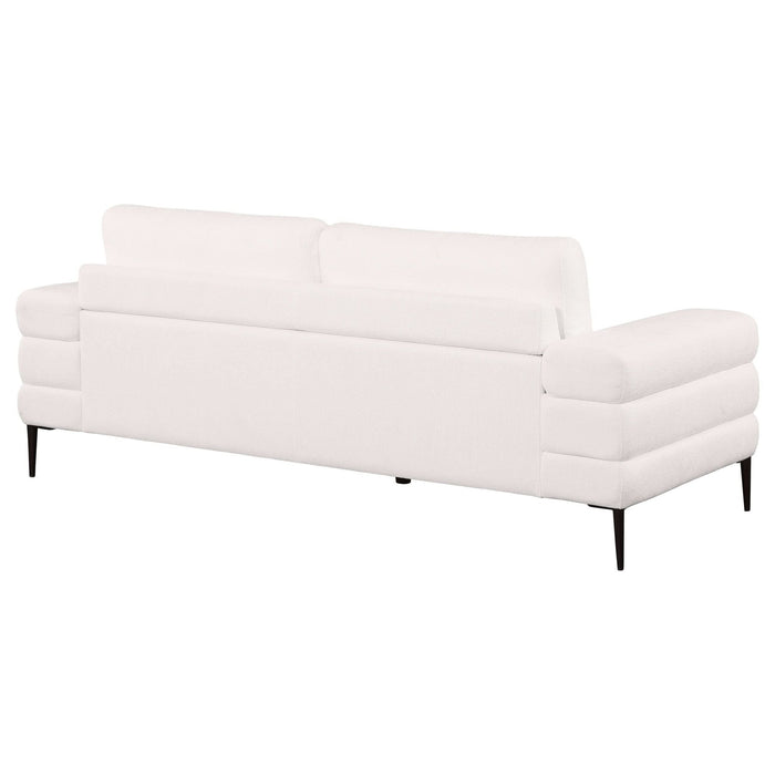 Jessel Chenille Upholstered Track Arm Sofa Ivory - Walo Furniture