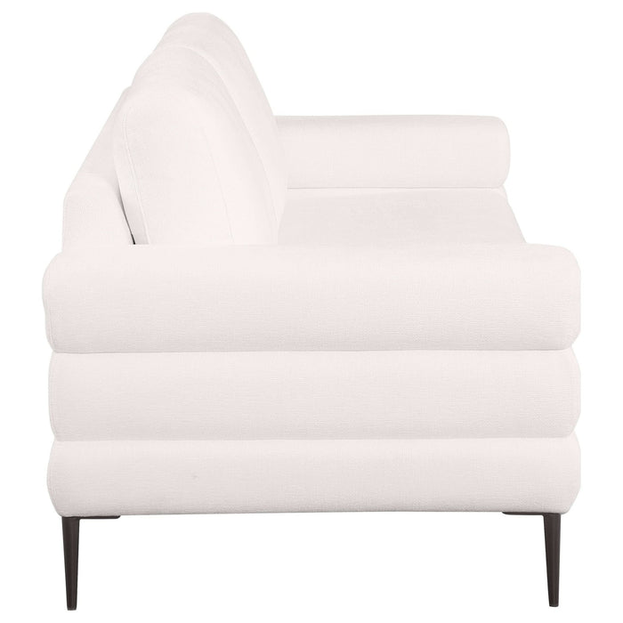 Jessel Chenille Upholstered Track Arm Sofa Ivory - Walo Furniture