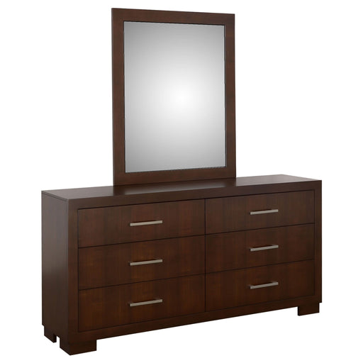 Jessica 6 - drawer Dresser with Mirror Cappuccino - Walo Furniture