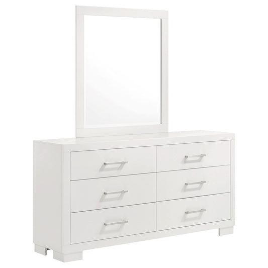 Jessica 6 - drawer Dresser with Mirror Cream White - Walo Furniture