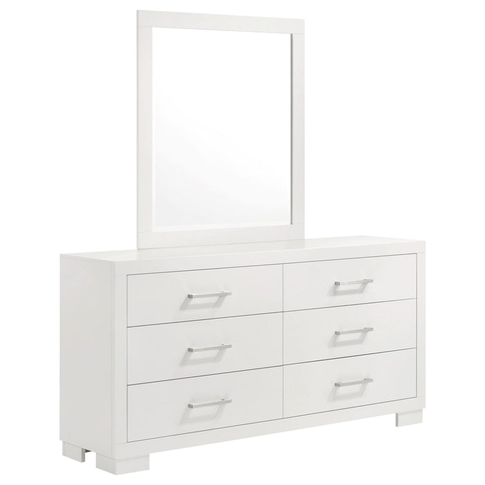 Jessica 6 - drawer Dresser with Mirror Cream White - Walo Furniture