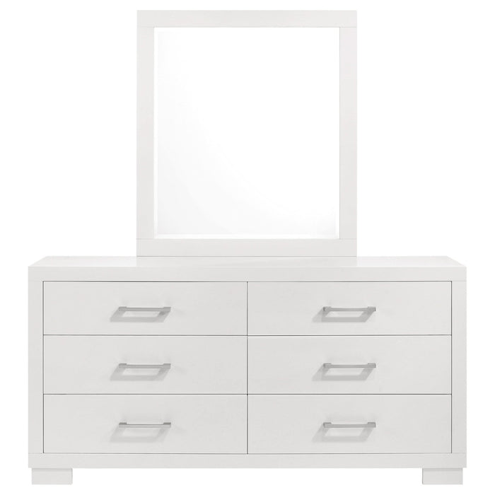 Jessica 6 - drawer Dresser with Mirror Cream White - Walo Furniture