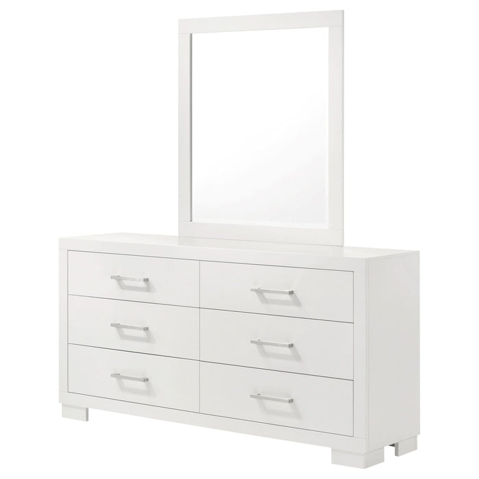 Jessica 6 - drawer Dresser with Mirror Cream White - Walo Furniture