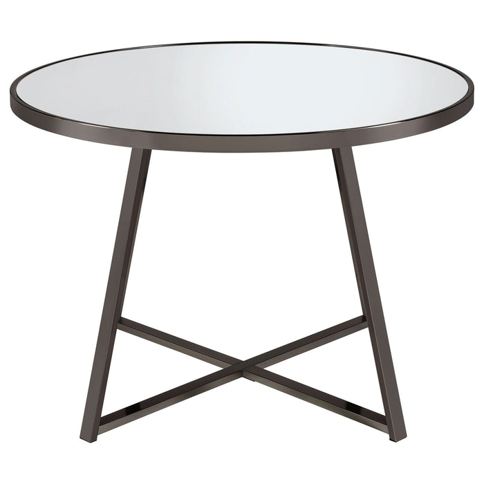 Jillian Round 45 - inch Mirror Top Dining Table Black Nickel - Walo Furniture