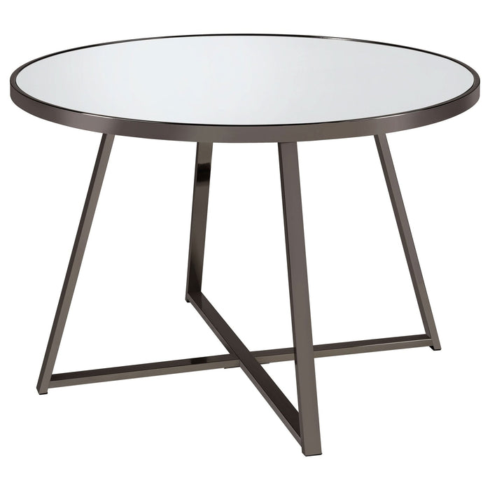 Jillian Round 45 - inch Mirror Top Dining Table Black Nickel - Walo Furniture