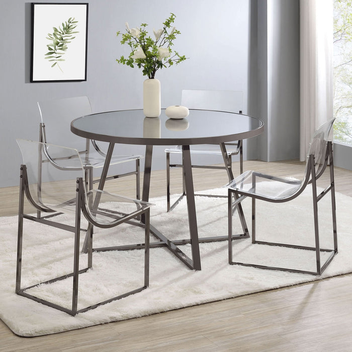 Jillian Round 45 - inch Mirror Top Dining Table Black Nickel - Walo Furniture