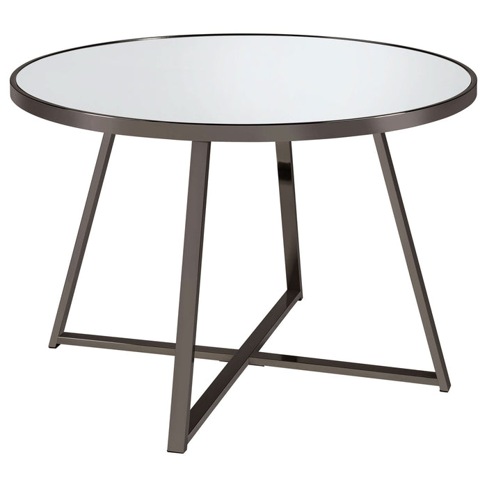 Jillian Round 45 - inch Mirror Top Dining Table Black Nickel - Walo Furniture