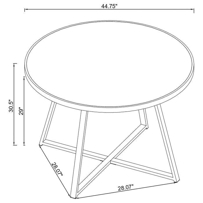 Jillian Round 45 - inch Mirror Top Dining Table Black Nickel - Walo Furniture