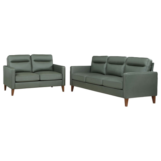 Jonah 2 - piece Upholstered Track Arm Sofa Set Green - Walo Furniture