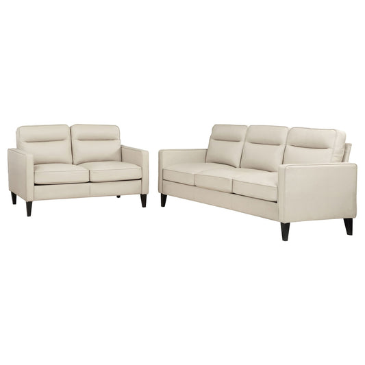 Jonah 2 - piece Upholstered Track Arm Sofa Set Ivory - Walo Furniture