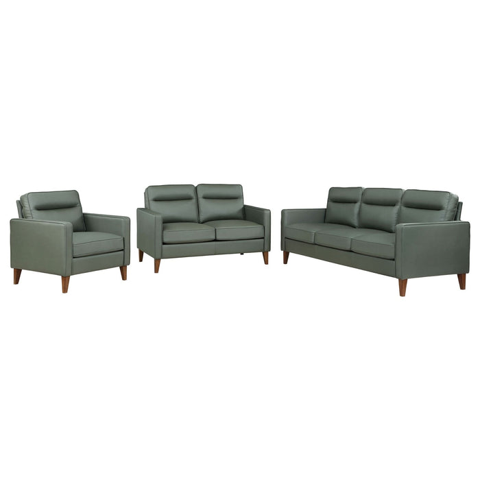 Jonah 3 - piece Upholstered Track Arm Sofa Set Green - Walo Furniture