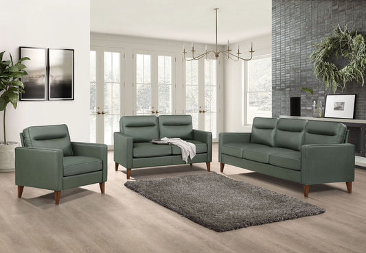 Jonah 3 - piece Upholstered Track Arm Sofa Set Green - Walo Furniture