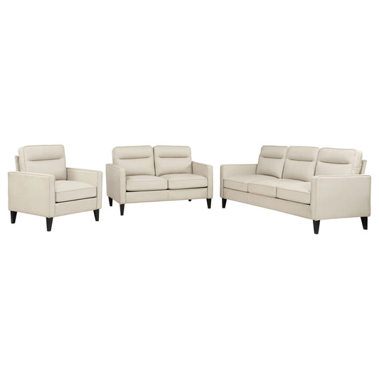 Jonah 3 - piece Upholstered Track Arm Sofa Set Ivory - Walo Furniture