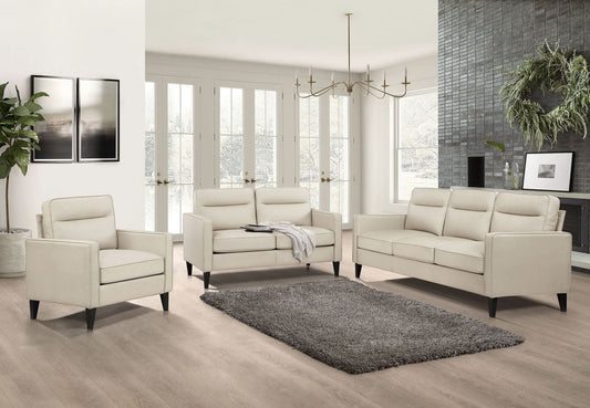 Jonah 3 - piece Upholstered Track Arm Sofa Set Ivory - Walo Furniture