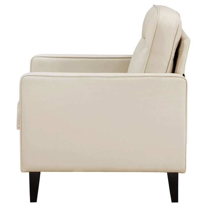 Jonah Upholstered Track Arm Accent Chair Ivory - Walo Furniture