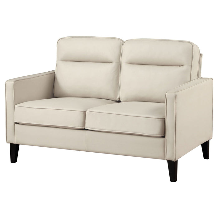 Jonah Upholstered Track Arm Loveseat Ivory - Walo Furniture