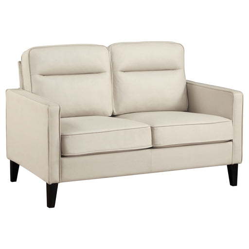 Jonah Upholstered Track Arm Loveseat Ivory - Walo Furniture