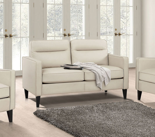 Jonah Upholstered Track Arm Loveseat Ivory - Walo Furniture