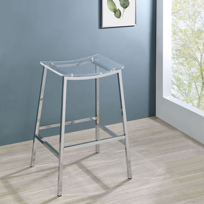 Jovani Acrylic Backless Bar Stool Chrome (Set of 2) - Walo Furniture