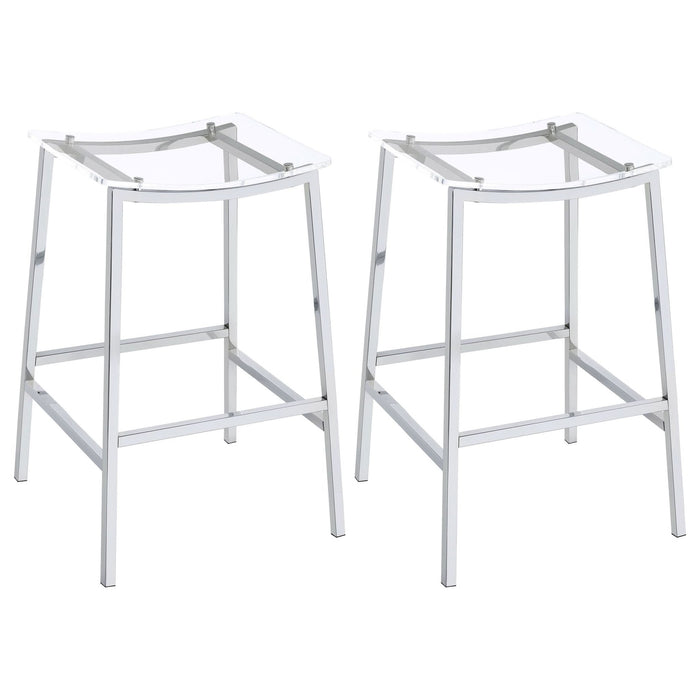 Jovani Acrylic Backless Bar Stool Chrome (Set of 2) - Walo Furniture