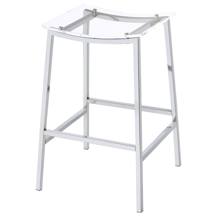 Jovani Acrylic Backless Bar Stool Chrome (Set of 2) - Walo Furniture