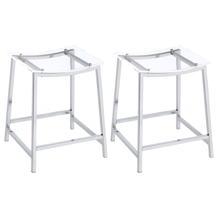 Jovani Acrylic Backless Counter Stool Chrome (Set of 2) - Walo Furniture